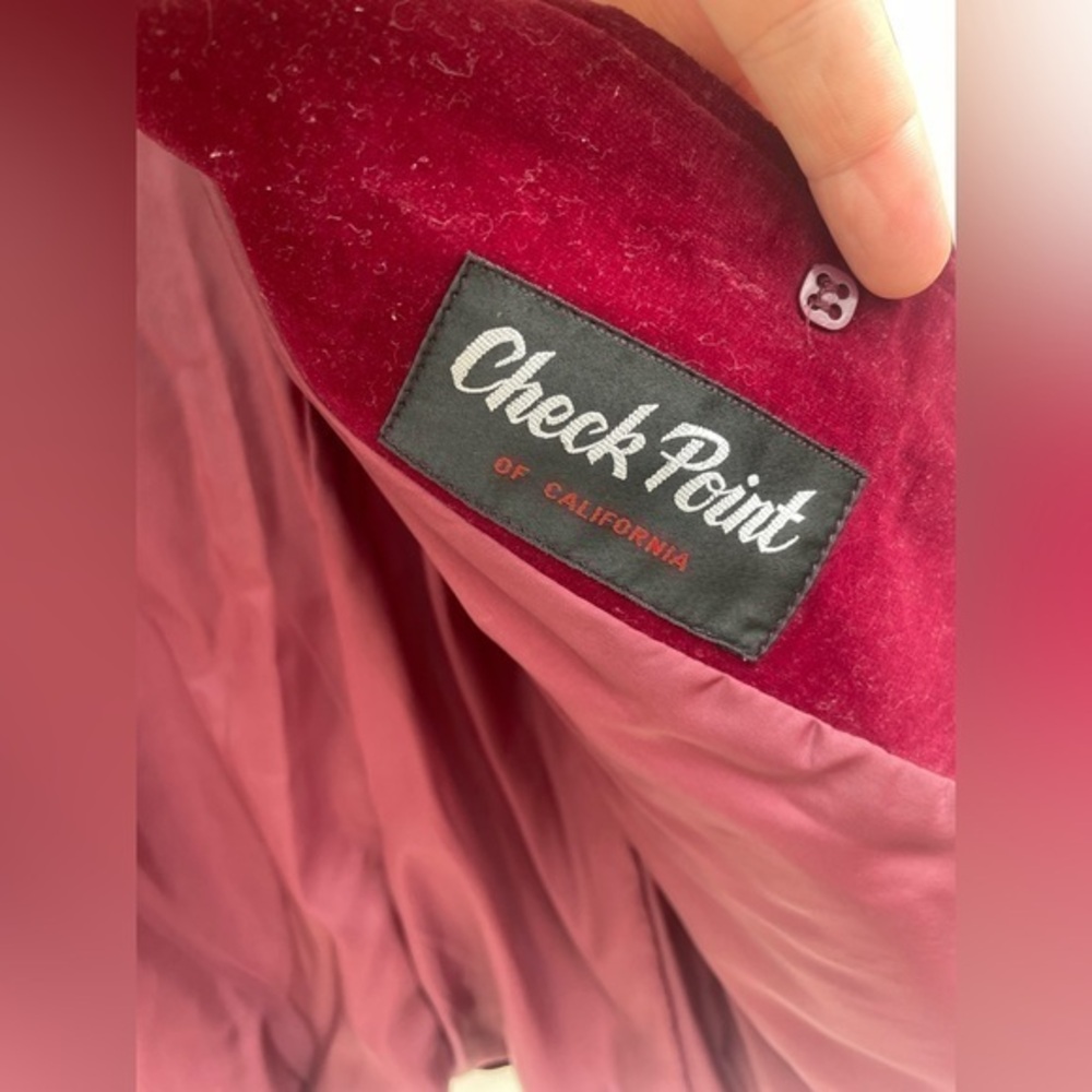 Vintage Checkpoint of California: Burgundy‎ Velvet Blazer size 13/14 - Picture 7 of 7